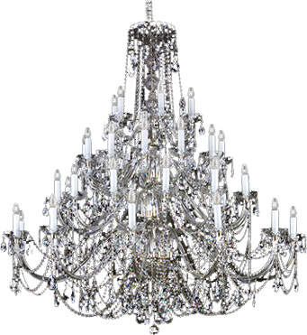 Vente De Lustres En Cristal De Bohême - Antique Huge Crystal Beaded Chandelier (341x371), Png Download