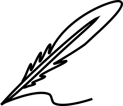 Nib Pen Nib Ink Pen Quill Feather Fountain - Feather Clipart Black And White (394x340), Png Download