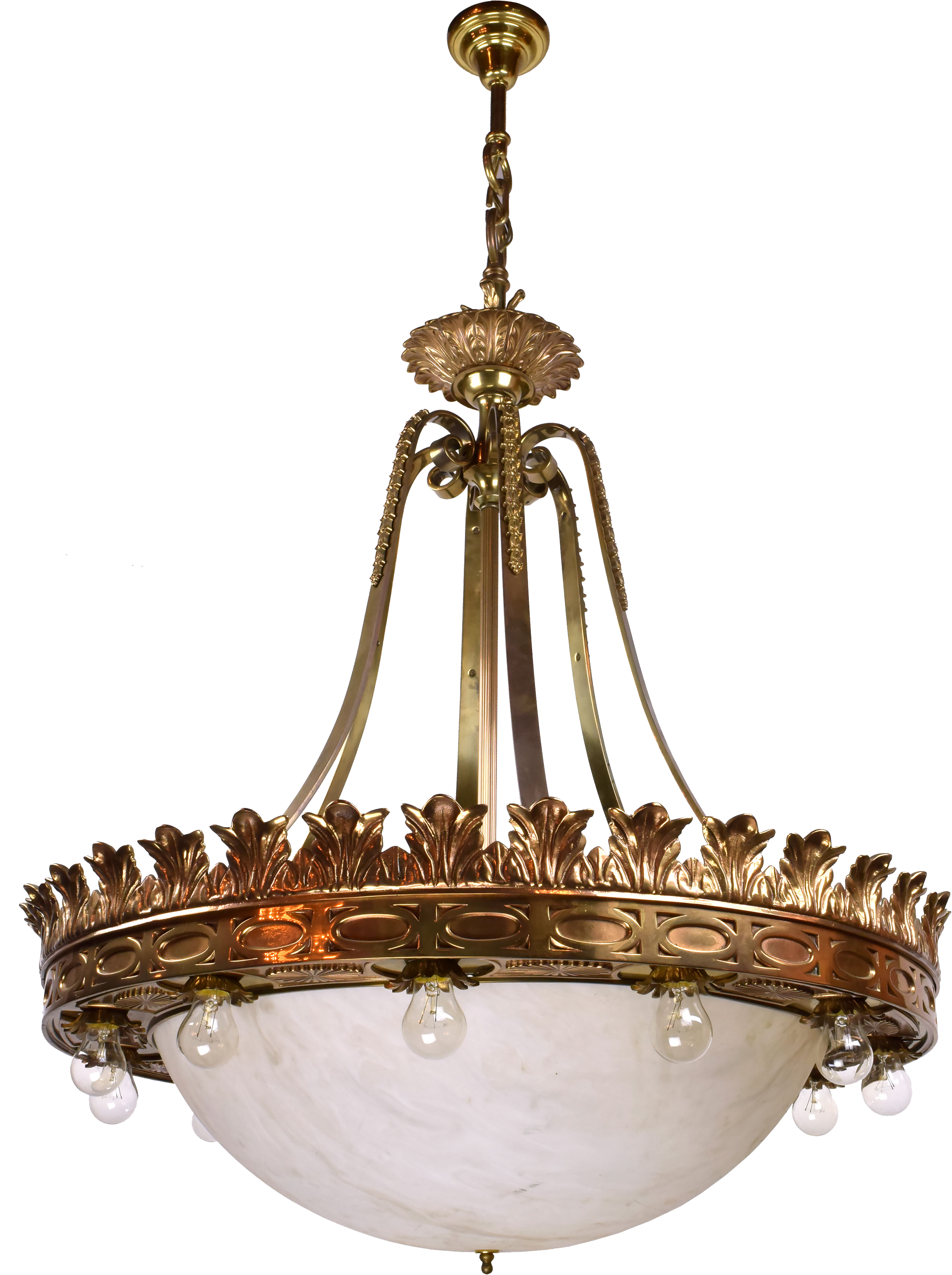 Cast Bronze Fifteen Light Bowl Chandelier (2500x3703), Png Download
