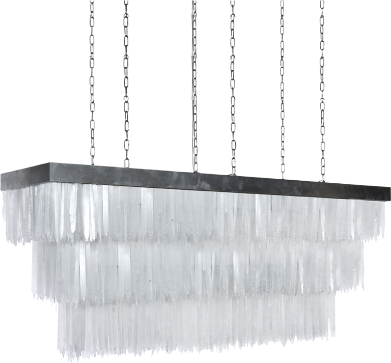 Mid Century Modern Chandeliers - Rectangular Selenite Chandelier (1000x1000), Png Download