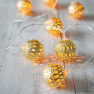 Metal Ball String Lights (600x315), Png Download