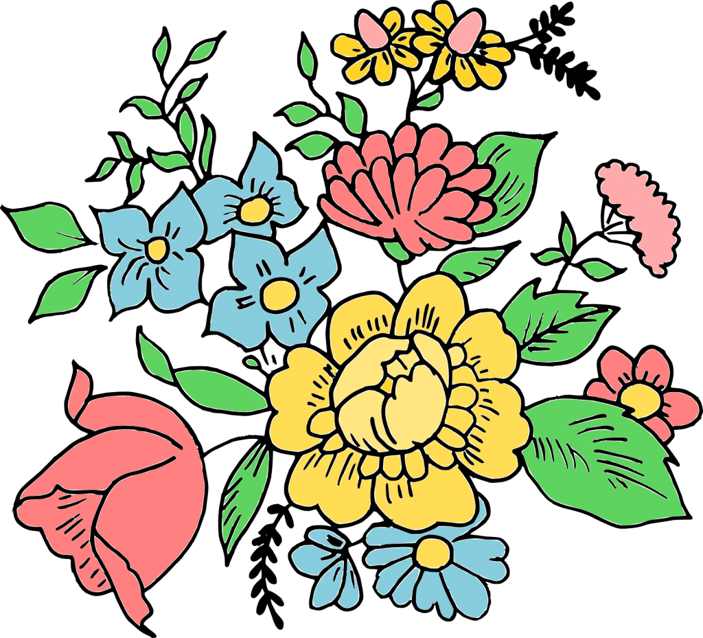 Drawn Flowers Png - Drawing (1024x929), Png Download