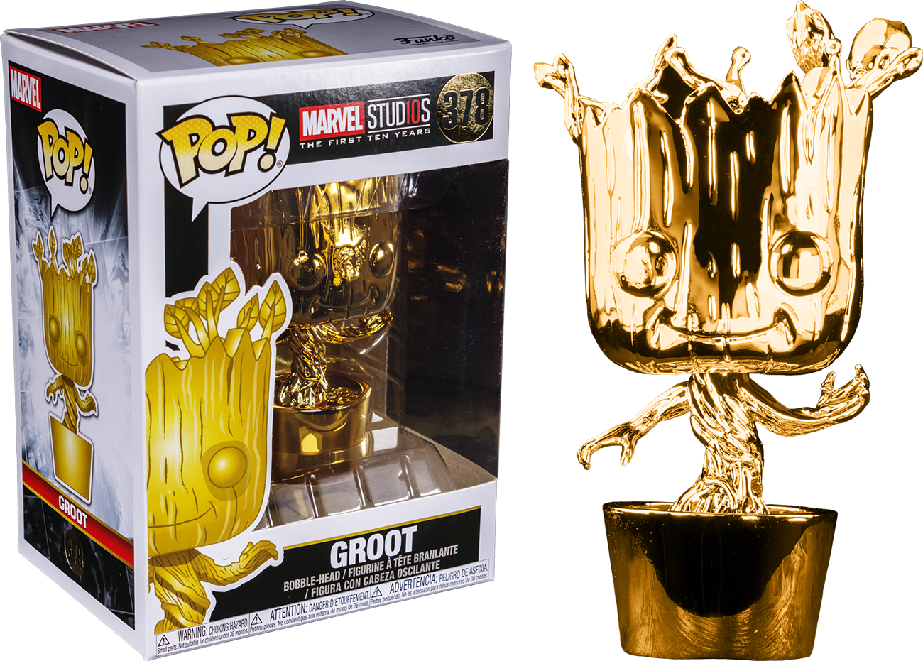Marvel Studios 10 Years Groot Chrome - Funko Pop Groot Chrome (1060x759), Png Download