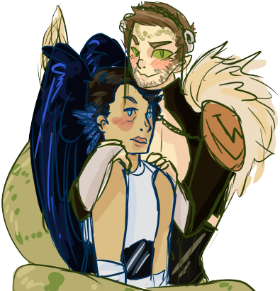 Cant Help But Draw @diminuel's Naga/angel Destiel Au - Cartoon (500x423), Png Download