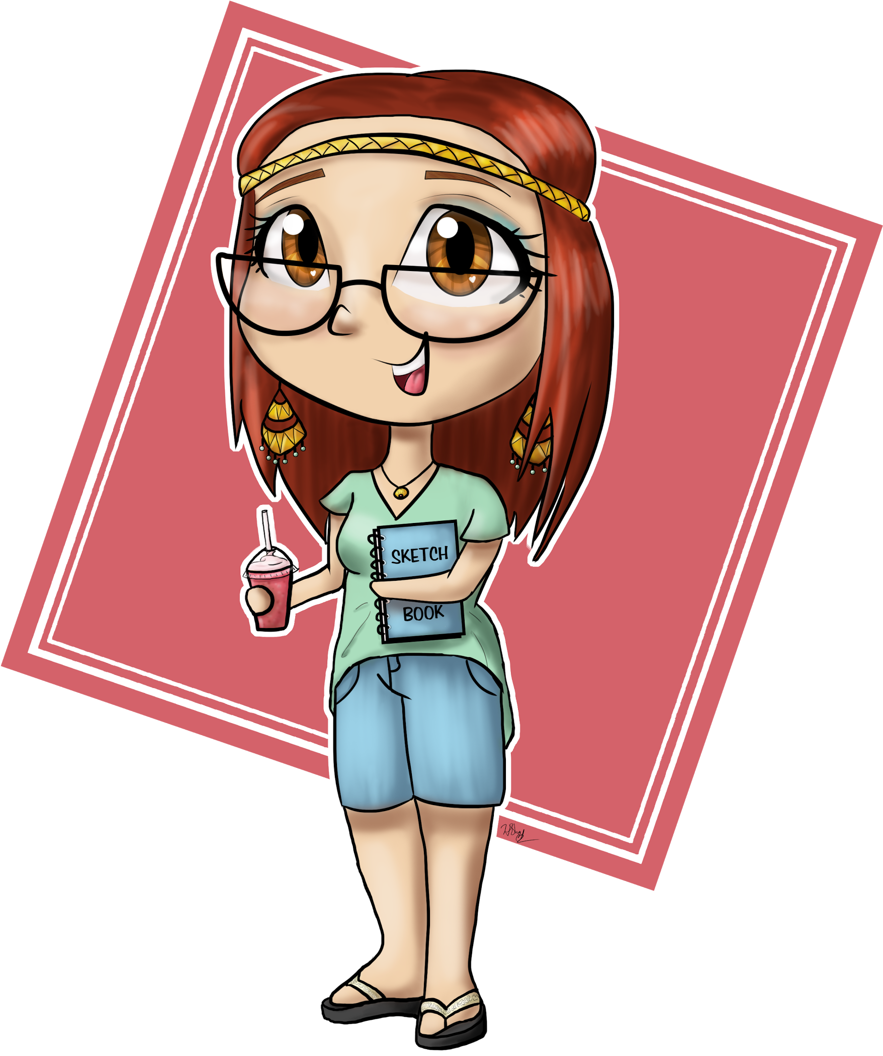 Image Royalty Free Library A Of Myself With Strawberry - Drawing (1852x2208), Png Download