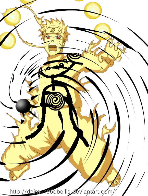 Naruto Uses Bijū Rasengan In Incomplete Kyūbi Chakra - Naruto (580x768), Png Download