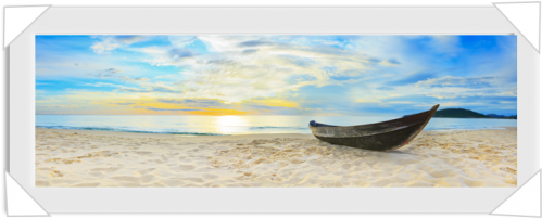#754 - Art Print: Fisherman Boat Beach Panorama : 36x48in (500x500), Png Download