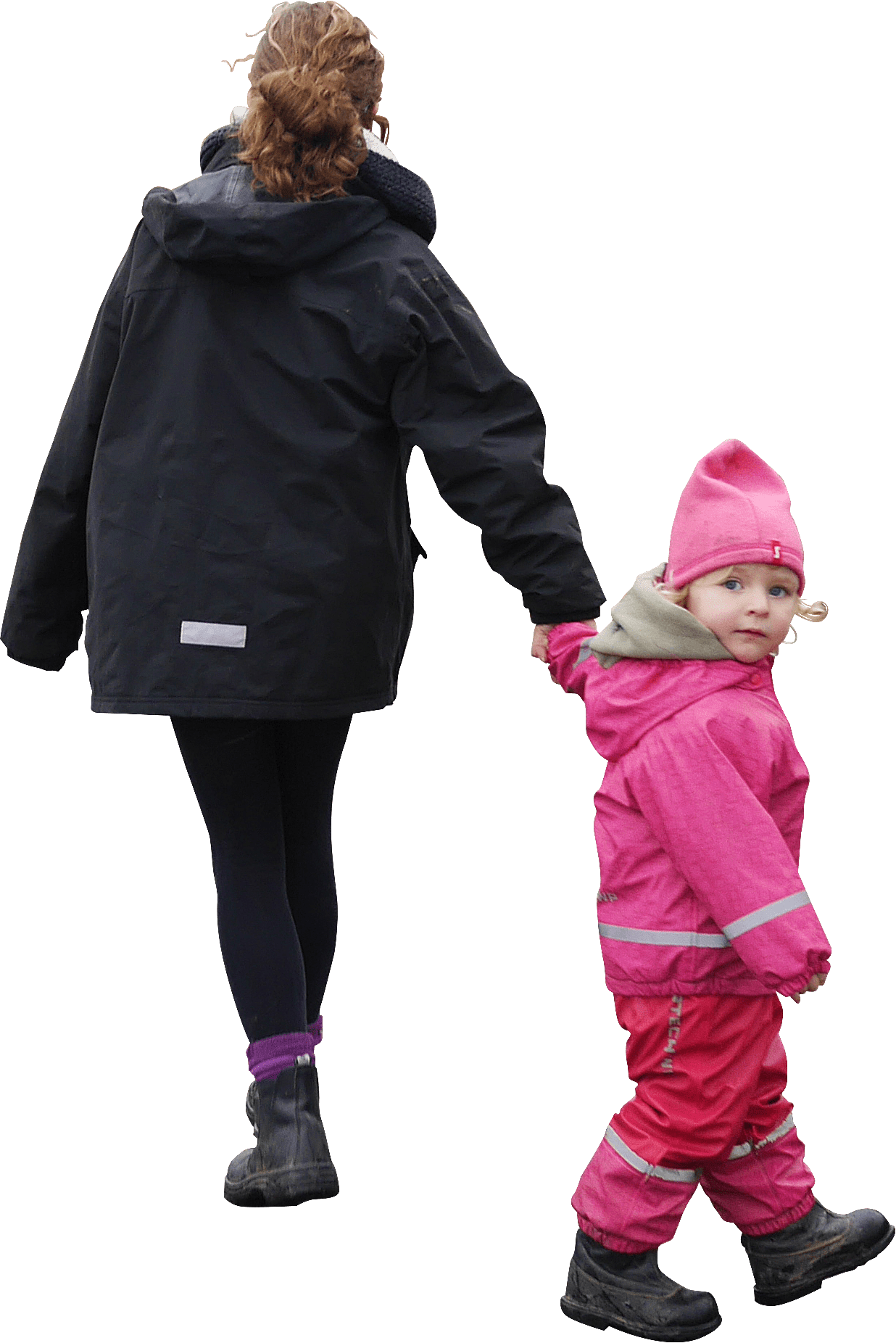 E And E Out On A Walk In The Rain Somewhere On A Gravel - People Walking Winter Png (683x1024), Png Download