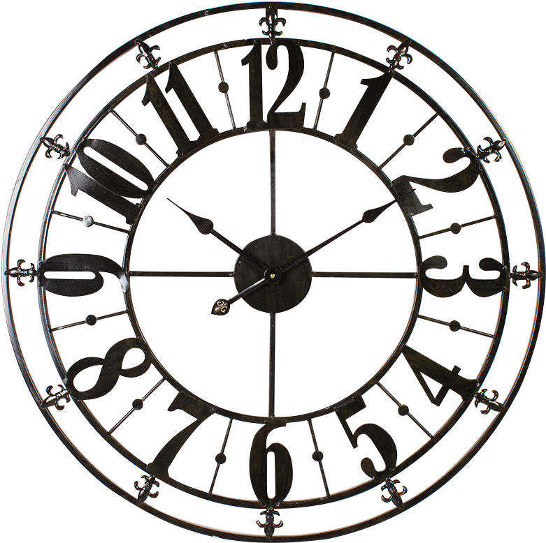 Clocks Indoor Provincial Distressed Metal Decor Clock - Large Metal Wall Clock (827x827), Png Download