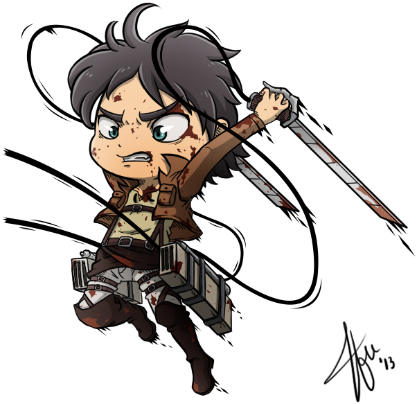 Chibi Eren - Attack On Titan Transparent Background (616x624), Png Download