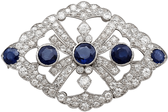 Brooch With Sapphire And Diamond - Victorian Jewellery (600x450), Png Download