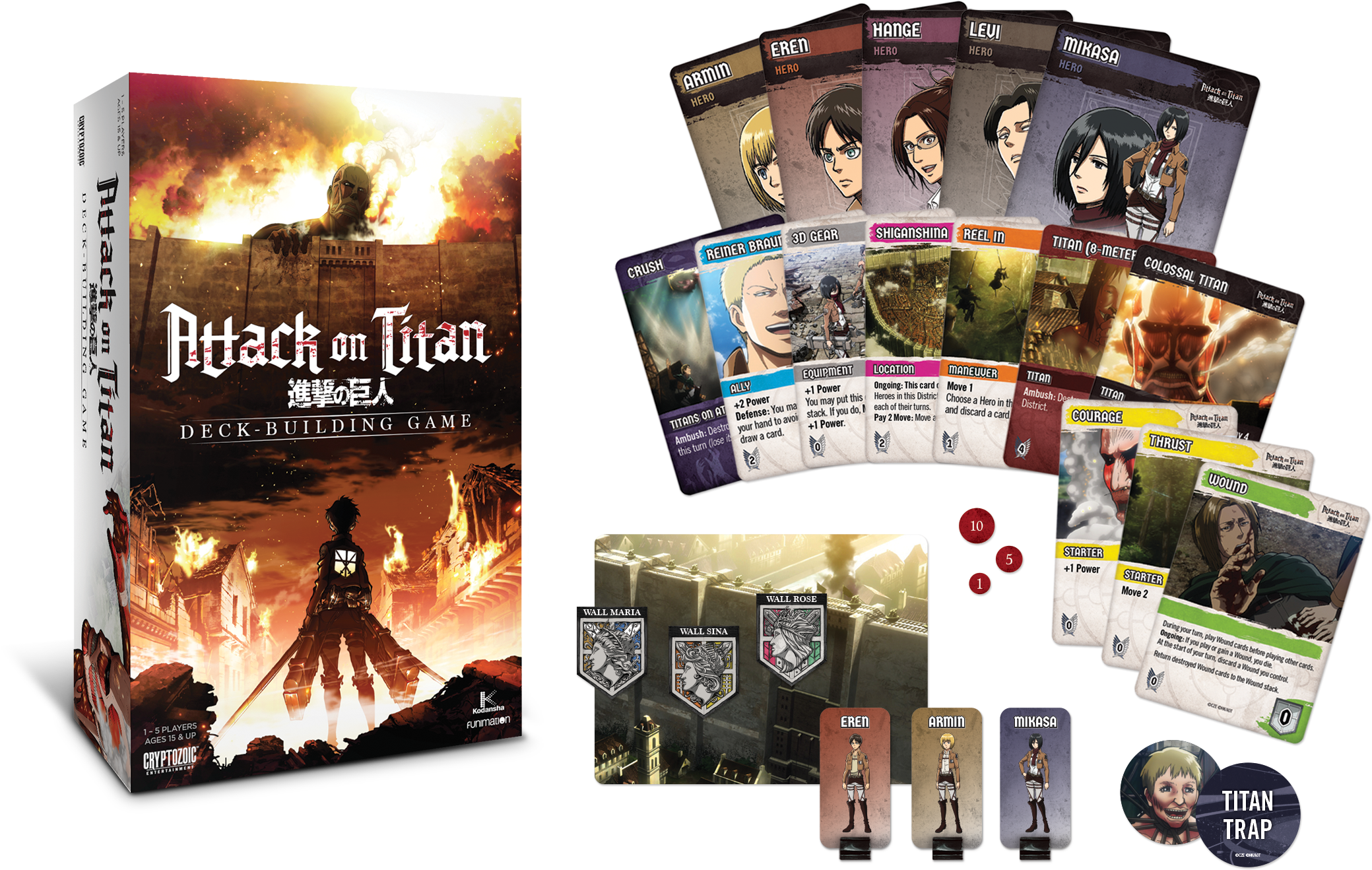 Attack On Titan Deck-building Game Released By Cryptozoic - Attack On Titan Deck Building (2160x1440), Png Download