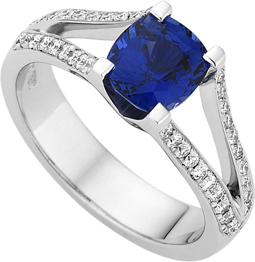 Split Band With Ceylon Sapphire Ring C1200 - Anillos De Compromiso Amatista (1000x1000), Png Download
