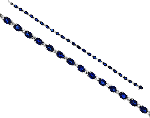 Sapphire & Diamond Bracelet Set In 18k White Gold - Diamond (500x500), Png Download