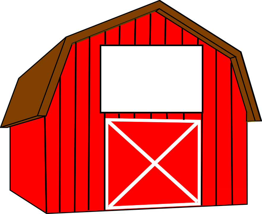 Fancy Red Barn Doors Clip Art And Cartoon Barn Red - Barn Clipart (882x720), Png Download