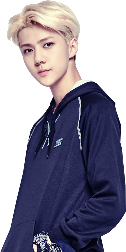 Sehun With Blonde Hair (627x941), Png Download