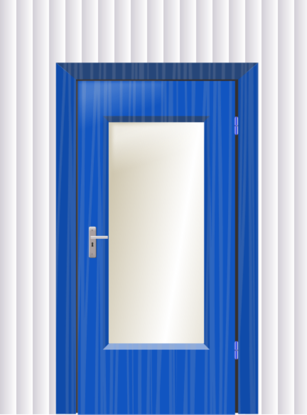 Door With Cristal And Wall Vector Clip - Blue Door Clip Art (600x811), Png Download
