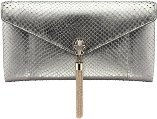 Evening Clutch Bag Serpenti In Silver Metal Python - Silver (505x394), Png Download