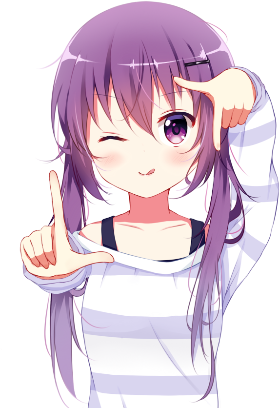 Eyebrows Visible Through Hair Gochuumon Wa Usagi Desu - Anime (850x979), Png Download