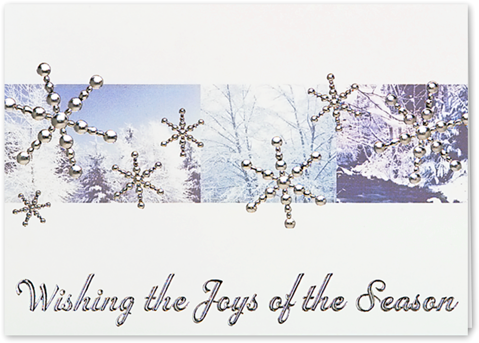 Picture Of Silver Snowflakes In Forest Greeting Card - Silver Snowflakes In Forest Holiday Greeting Card Quantity(50) (1200x1200), Png Download