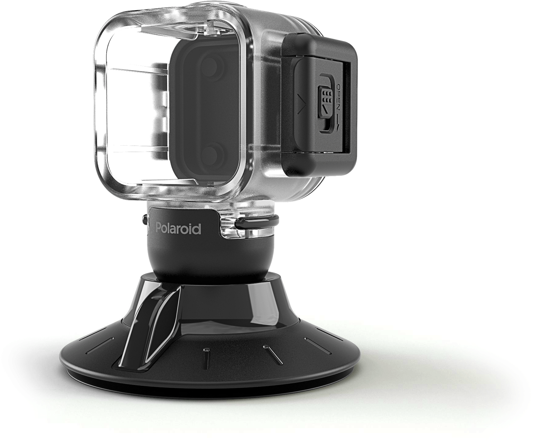 Polaroid Waterproof Case / Suction Mount Combo - Polaroid Cube Waterproof Case & Suction Cup Mount (2500x1540), Png Download