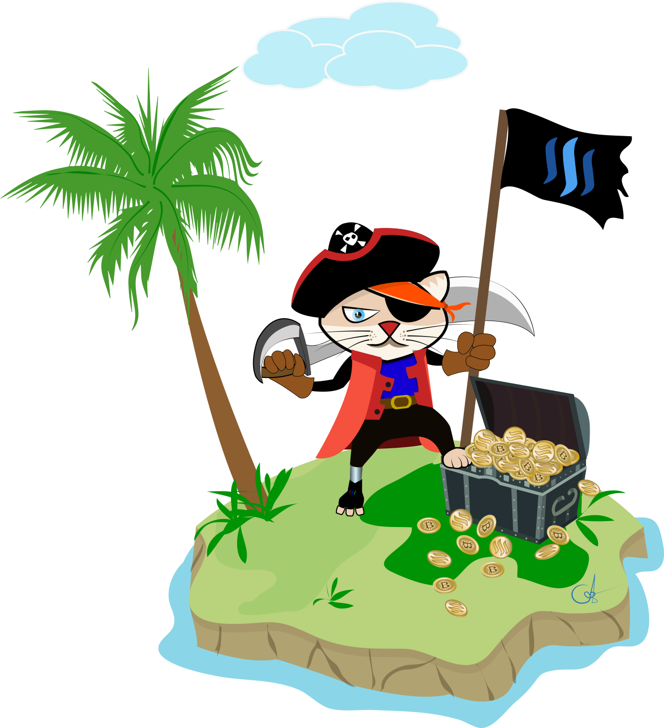 Pirate Kitty - Palms Wall Calendar (1400x1537), Png Download