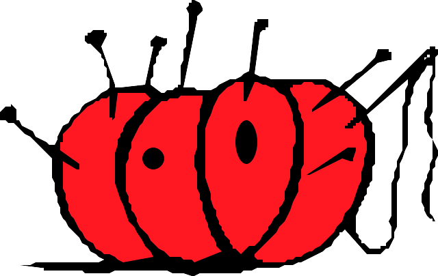 Red, Knitting, Line, Thread, Needle, Needles, Cushion - Needle & Thread Cartoons (640x404), Png Download