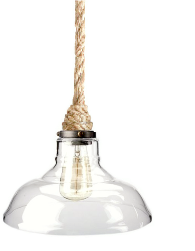 Industrial Glass Rope Pendant - Retro Led Glass Ceiling Light Vintage Chandelier Pendant (500x513), Png Download