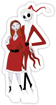 Santa Jack And Sally By Catladymeow - Cartoon (375x360), Png Download
