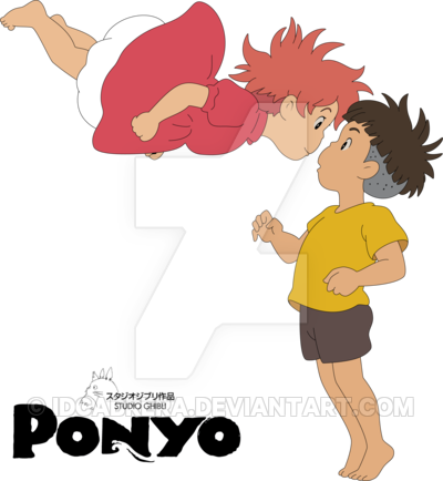 Go To Image - Ponyo On The Cliff Png (400x434), Png Download