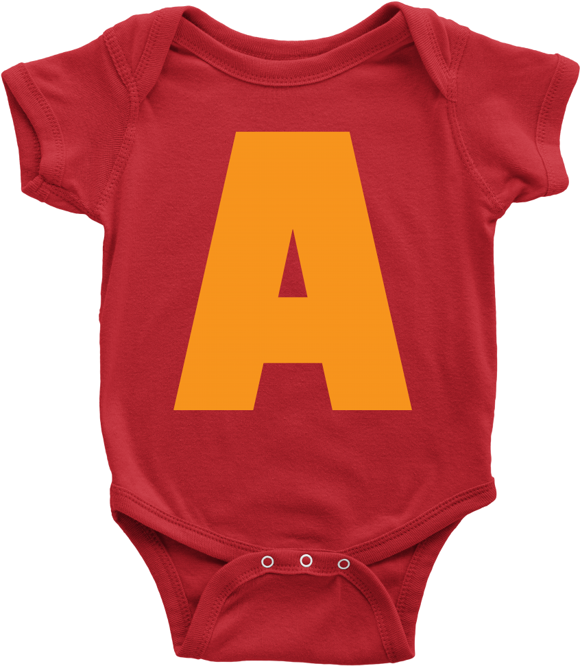 Letter A Alvin And The Chipmunks Style Kids Apparel - Alvin And The Chipmunks Baby Onesie (1000x1000), Png Download