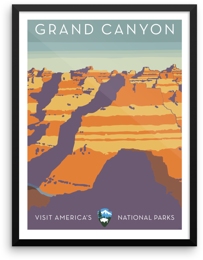 Grand Canyon Print - Santa Fe Railroad, Grand Canyon National Park, Arizona, (1000x1000), Png Download