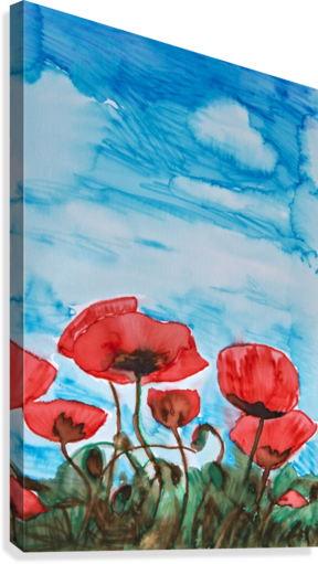Painting Of Red Poppies And A Blue Sky Canvas Print - Painting Of Red Poppies And A Blue Sky Canvas Art - (288x511), Png Download