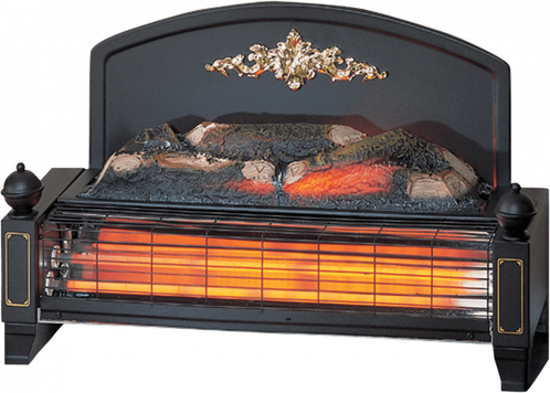 Traditional Freestanding Fire - Dimplex Black With Brass Effect Radiant Electric Fire (498x356), Png Download