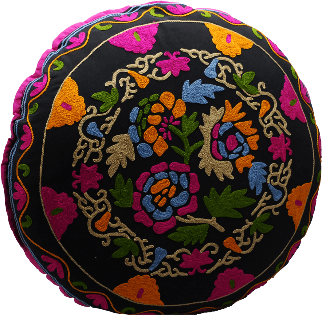 Modelli Creations Black Bouquet Hand-embroidered Round (1200x1200), Png Download