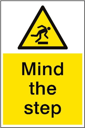 Mind The Step Hazard Sign Portrait - Mind Your Step Sign (600x600), Png Download