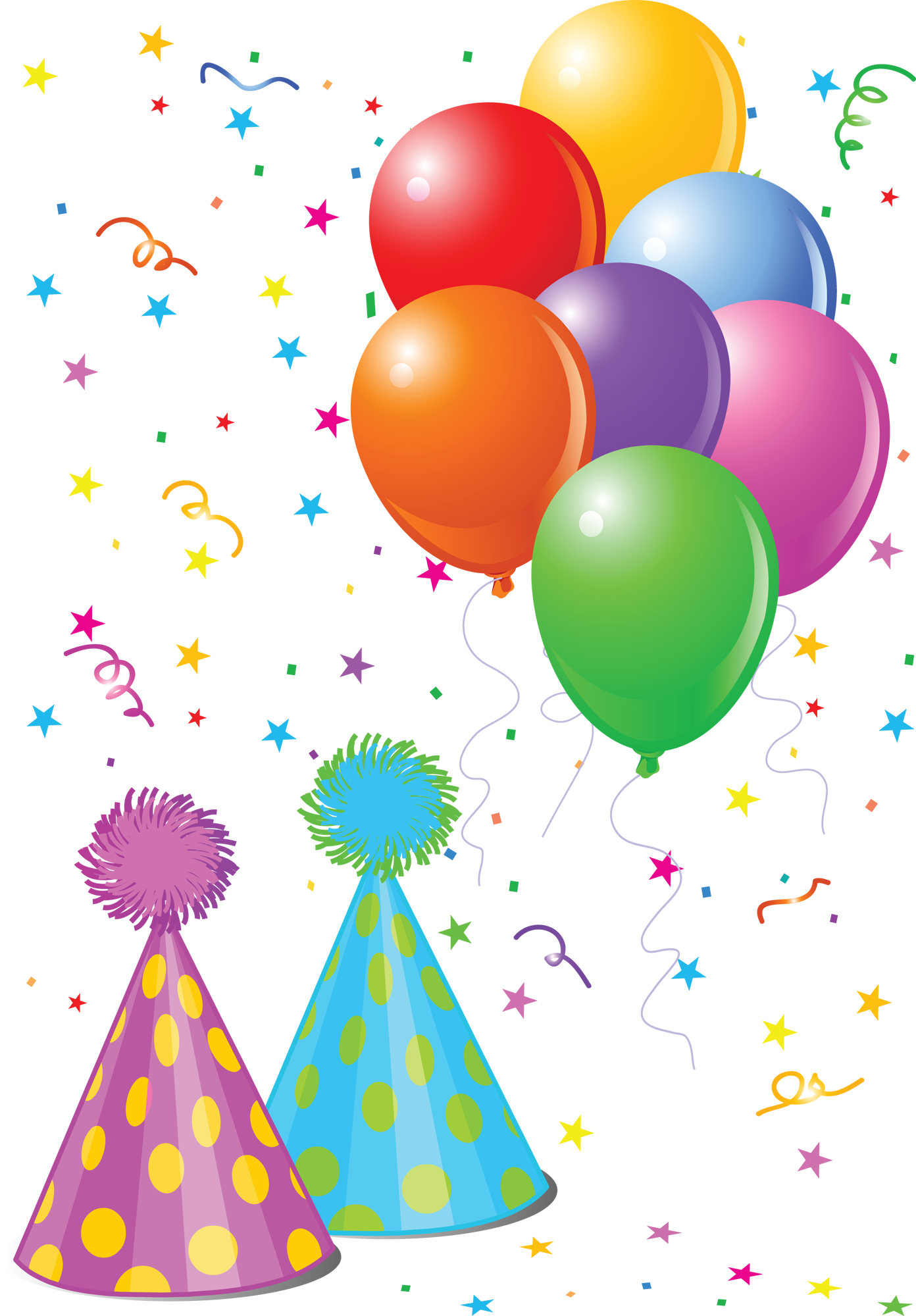 Balloons - Party Hat And Balloons (1392x2000), Png Download