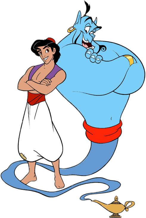 Aladdin And Genie - Aladdin Y El Genio (490x730), Png Download