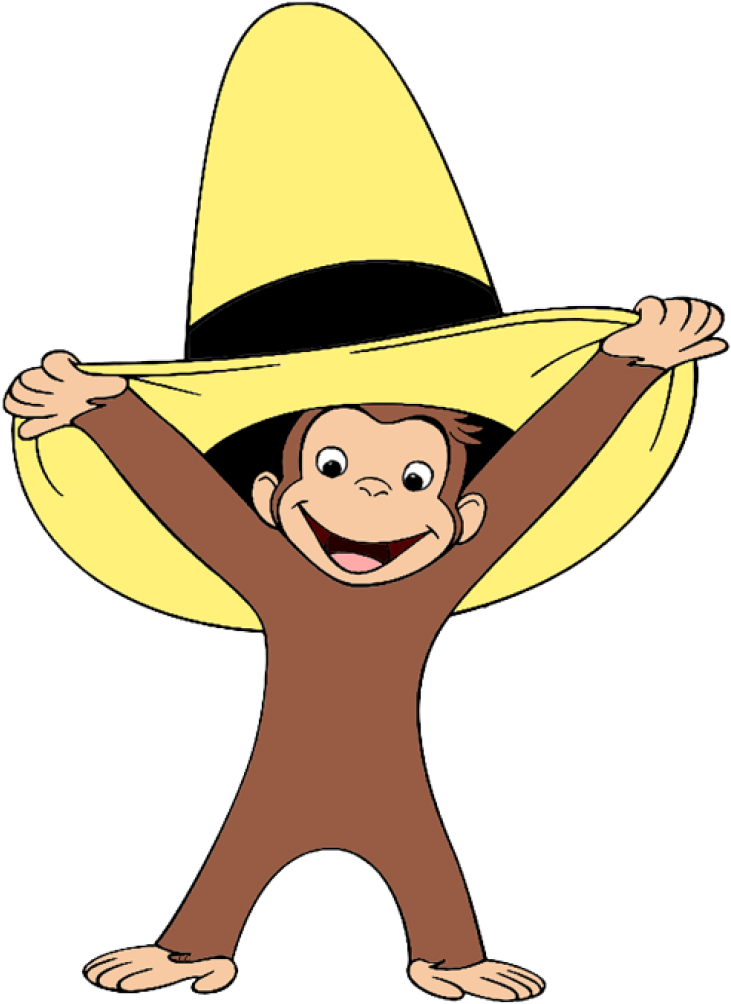 Curious George Clipart Christmas Banner Library - Curious George With Hat (738x1024), Png Download