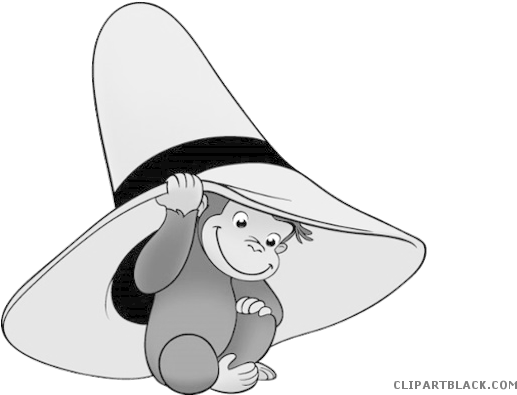 Curious George Clipart Monkey - Black And White Curious George (600x400), Png Download