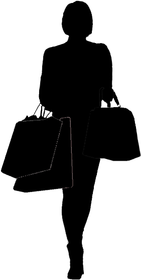Silhouette Of Woman Shopping - Shopping Woman Silhouette Png (309x583), Png Download