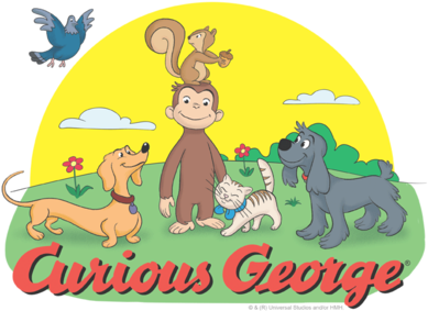 Curious George Sunny Friends Men's Regular Fit T-shirt - T-shirt: Curious George - Sunny Friends, S. T-shirt (400x332), Png Download