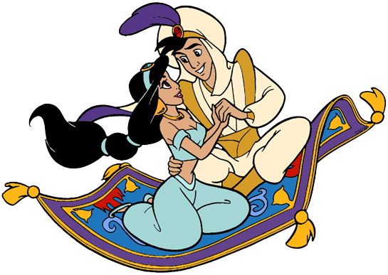 Aladdin, Jasmine Aladdin, Jasmine On Magic Carpet - Jasmine And Aladdin Png (545x387), Png Download