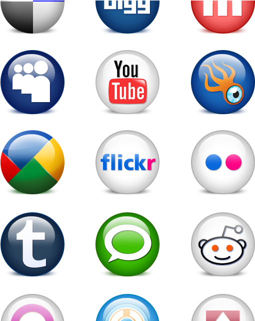 24 Glossy Social Media Icons - 3d Round Social Media Icons (600x640), Png Download