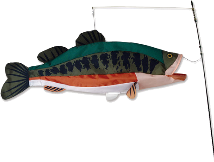 Large Mouth Bass Swimming 3d Fish - Bass Windsock (728x728), Png Download