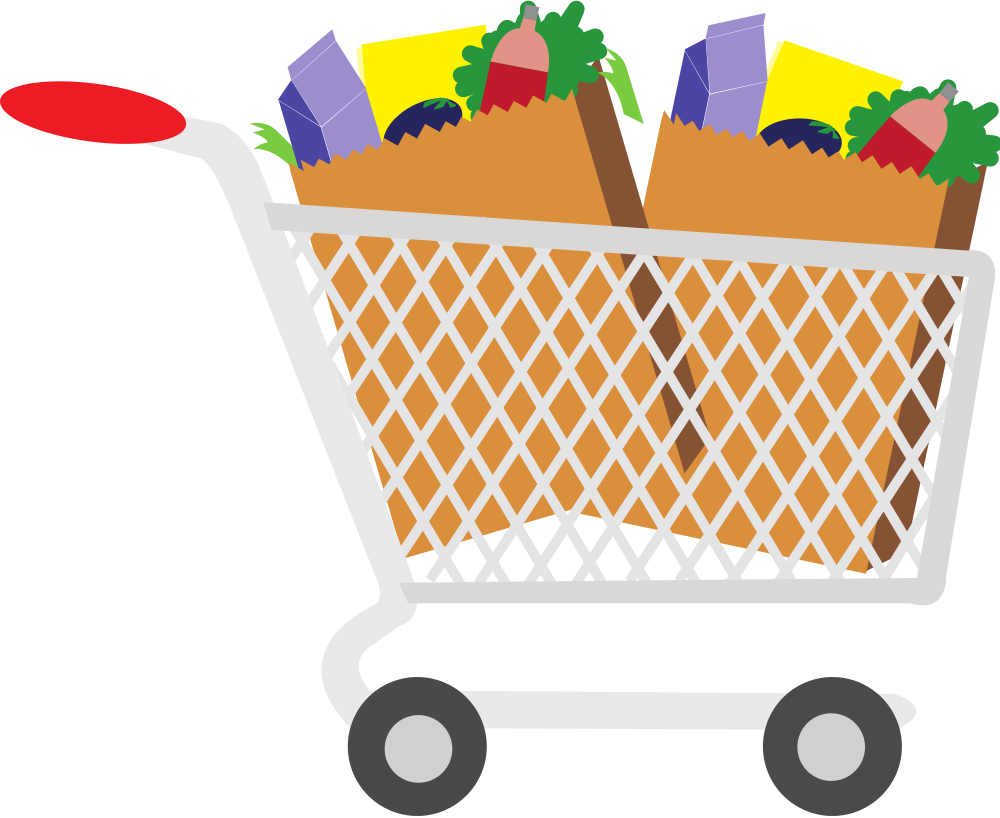Free Library File Cart With Food Clip Art Svg - Shopping Cart Clipart Png (1000x818), Png Download