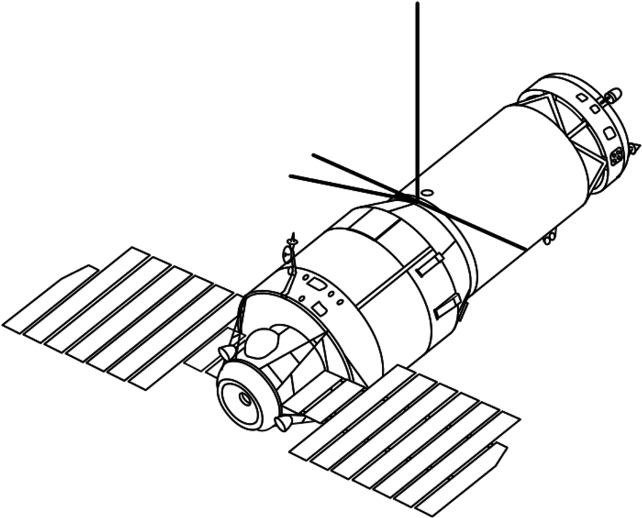 Illustration Of Soviet Almaz Space Station - Salyut 3 (1000x804), Png Download