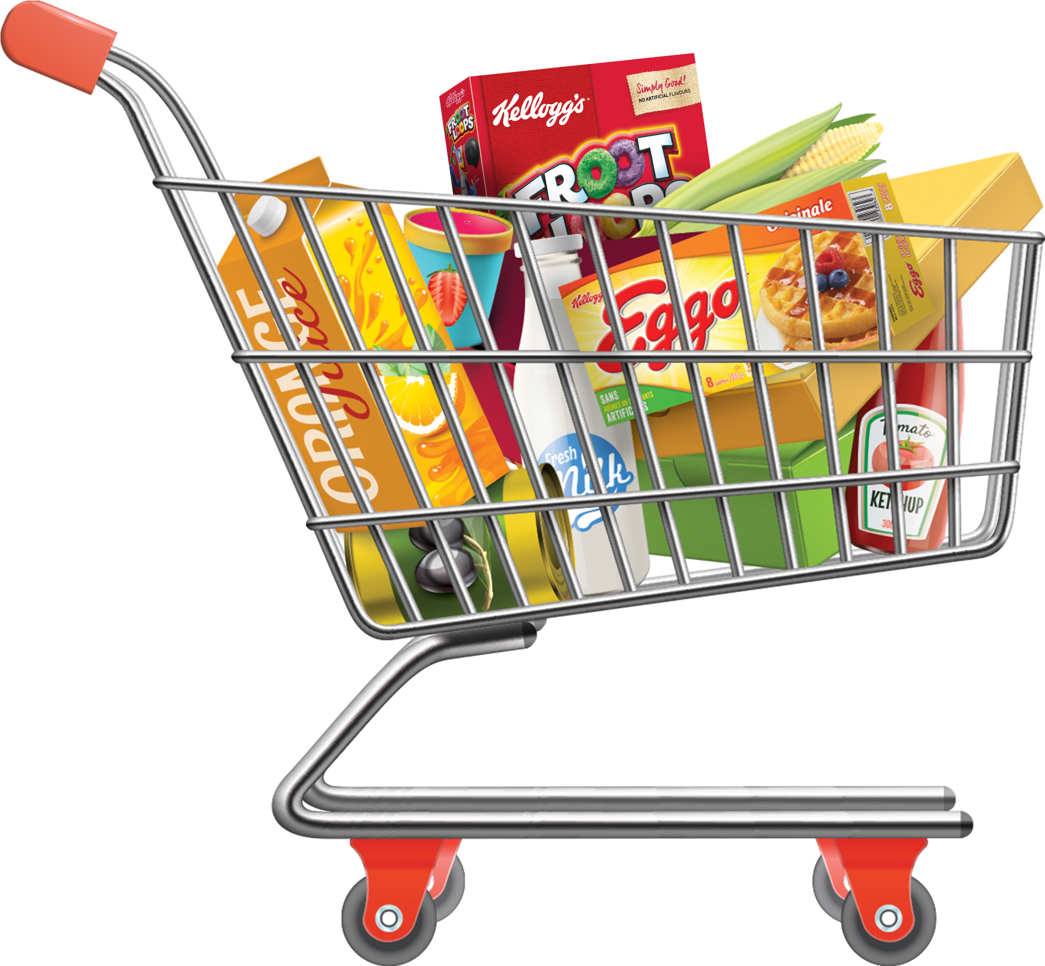 Shopping Cart Computer Icons - Shopping Cart With Groceries (2440x2139), Png Download