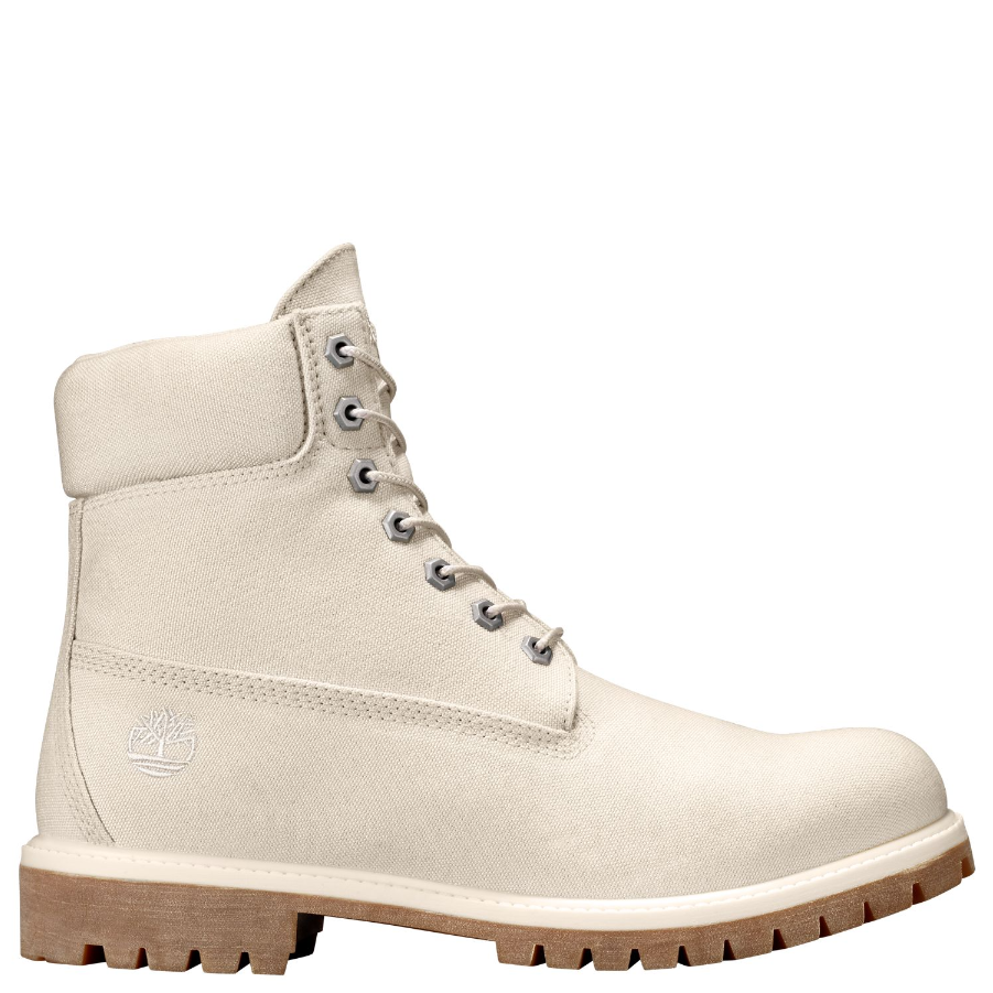 Timberland Men's 6" Premium Thread Canvas Boot Off-white - Timberland Canvas Boots (1530x900), Png Download