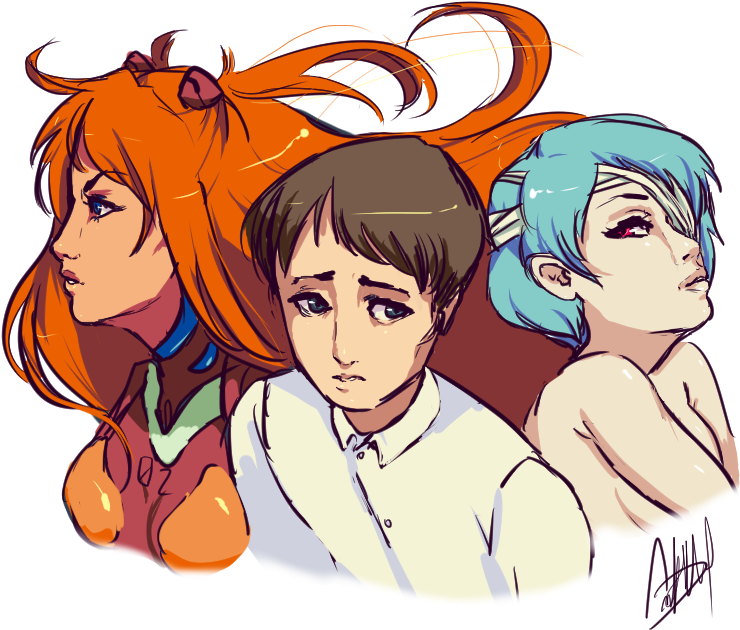 Asuka Langley Soryu Shinji Ikari Rei Ayanami Neon Genesis - Deviantart (778x656), Png Download